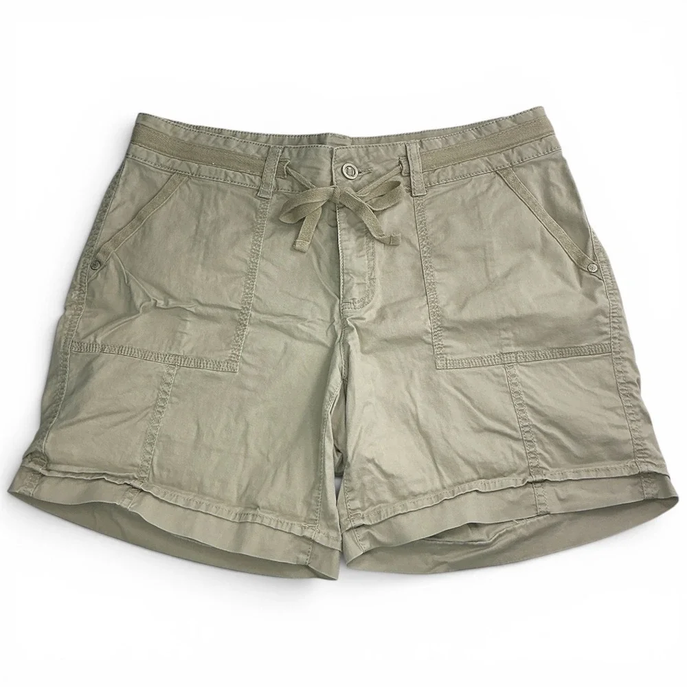Sonoma Khaki Utility Cargo Shorts Womens 10 Tan Drawstring Cotton Blend